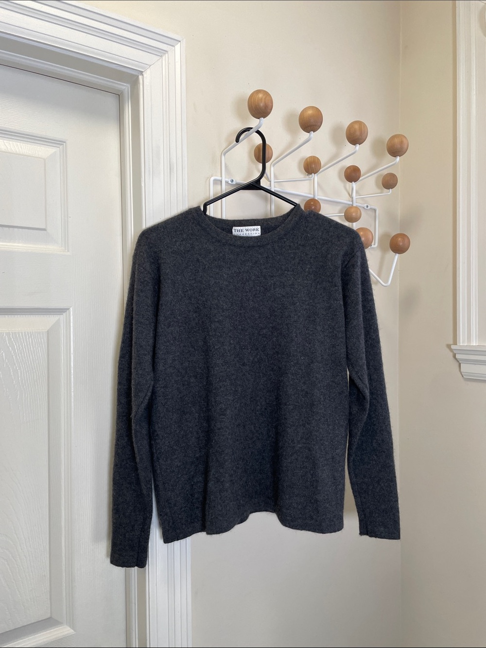 The Work Connection Cashmere Long Sleeve Sweater Top - Dark Grey - L
